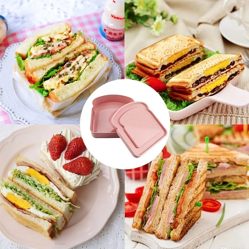 1/3pcs Reusable Bento Sandwich Box Lid Microwave Safe