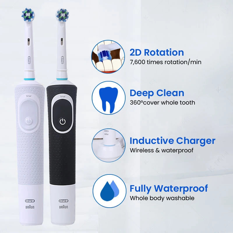 Oral D100 Electronic Toothbrush Adult Rechargeable Cross Action
