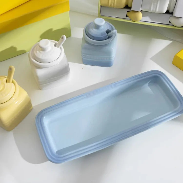 3pcs Ceramic Spice Container Storing Salt Sugar Pepper