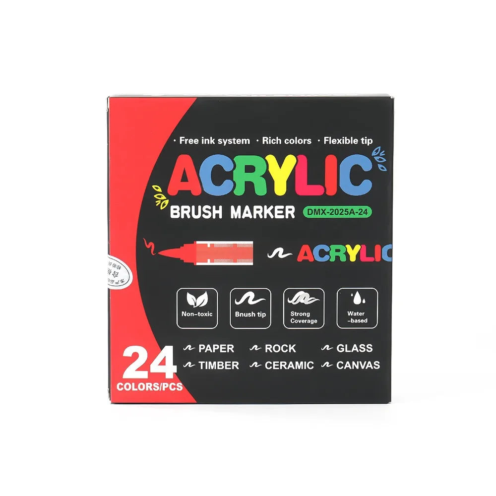 12-408 Colors Acrylic Paint Markers Flexible Brush Acrylic