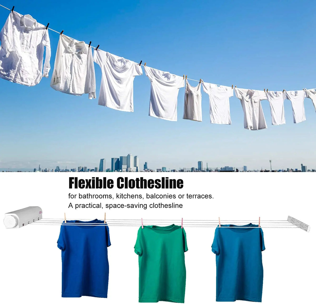 Retractable Laundry Hanger Telescopic Indoor Wall Mounted Clothes