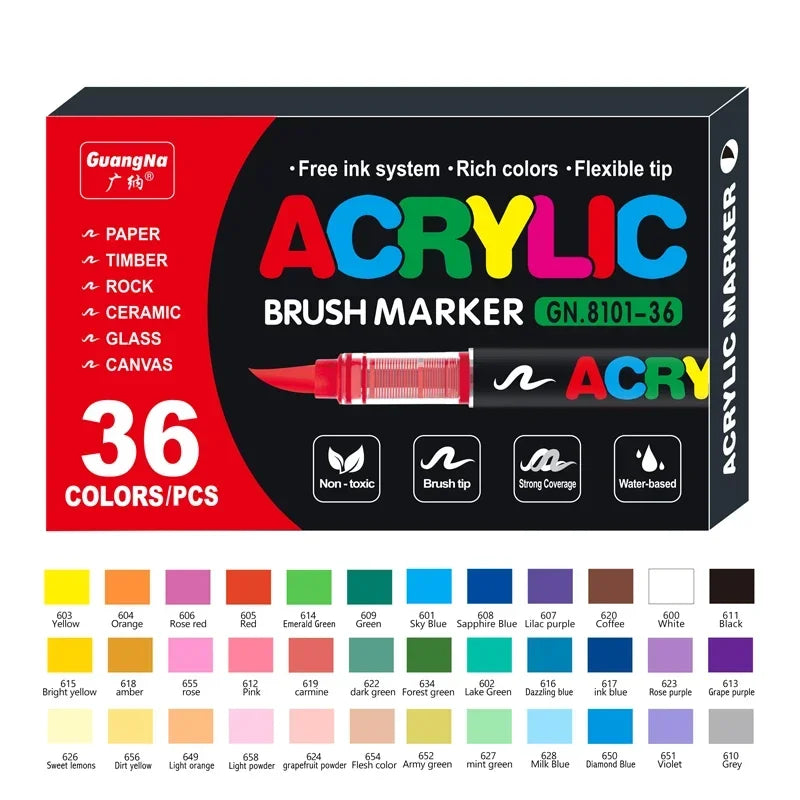Gn 366 Colors Acrylic Paint Pens Markers Brush