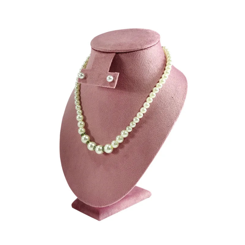 Pink Velvet Necklace Jewelry Portrait Neck Display Stand