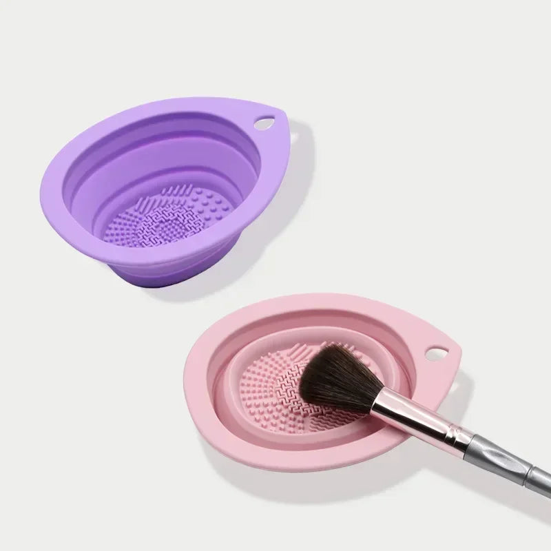 Silicone Makeup Brush Cleaner Folding Powder Puff Cleaning