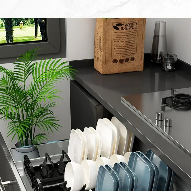 Bowls Dish Storage Rack Adjustable Buckle Cabinet Drawer