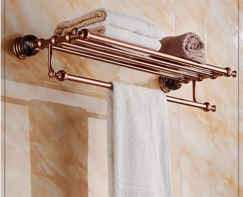 Bathroom Bath Shelf Rose Gold Paper Holder Towel