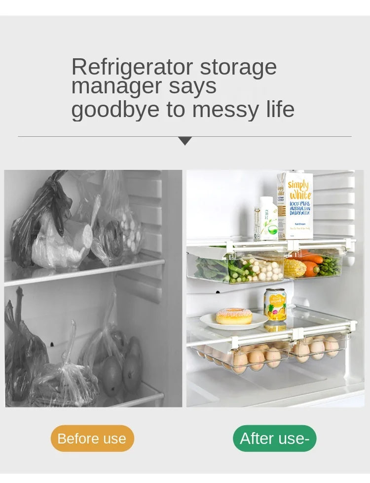 Fridge Organizer Fruit Egg Refrigerator Storage Rack Under-Shelf