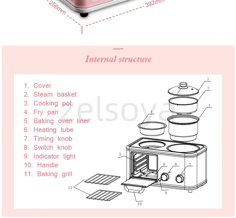 In Breakfast Machine Multi-Functional Toaster Small Baking