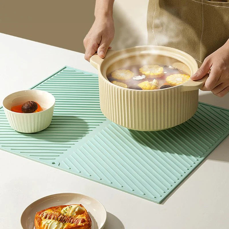Dish Drying Mat-Silicone Drying Pad Counter Non-Slip Drain