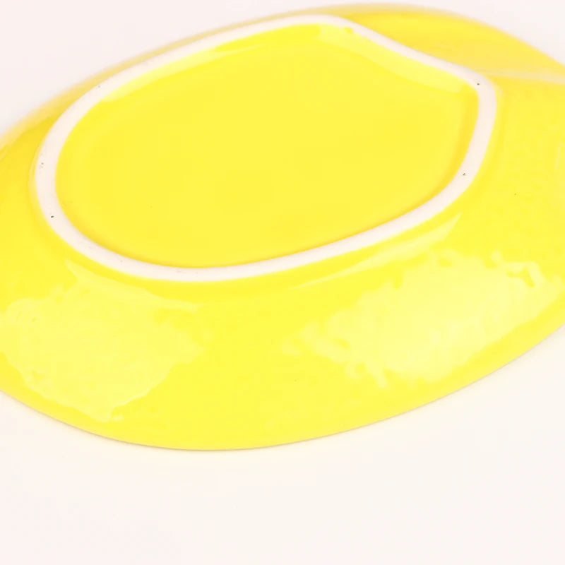 Creative Cartoon Lemon Shaped Ceramic Dish Salad Dish