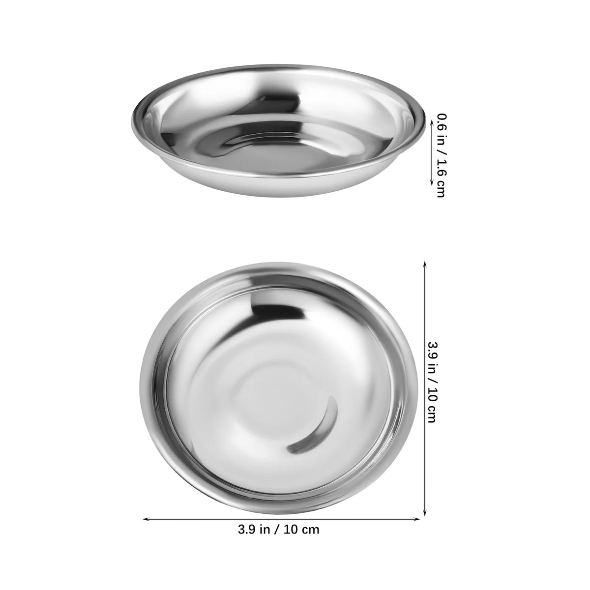 10pcs Dish Sauce Dipping Plate Bowls Stainless Steel