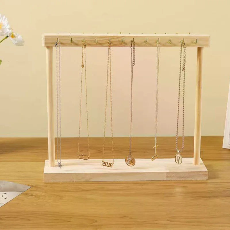 Jewelry Organizer Display Stand Solid Wood Necklace Hanging
