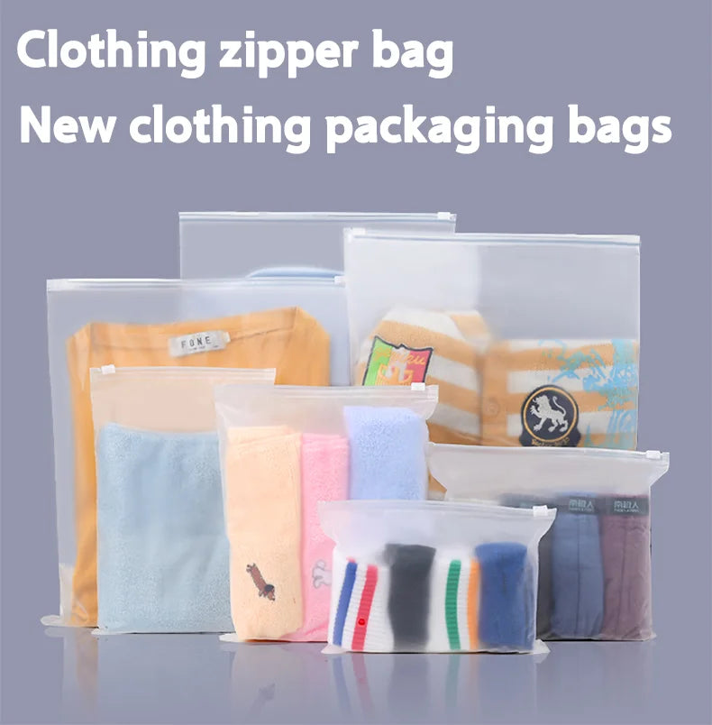 Customized Logo Clothing Packaging Bag Frosted Zipper Bag