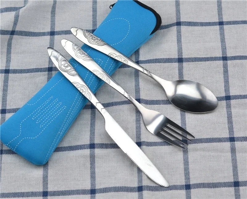 Picnic Tableware Washable Zipper Travel Cutlery Kit Case