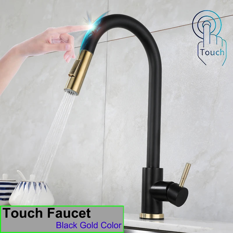 Brushed Gold Touch Faucets 304 Stainless Steel Cold