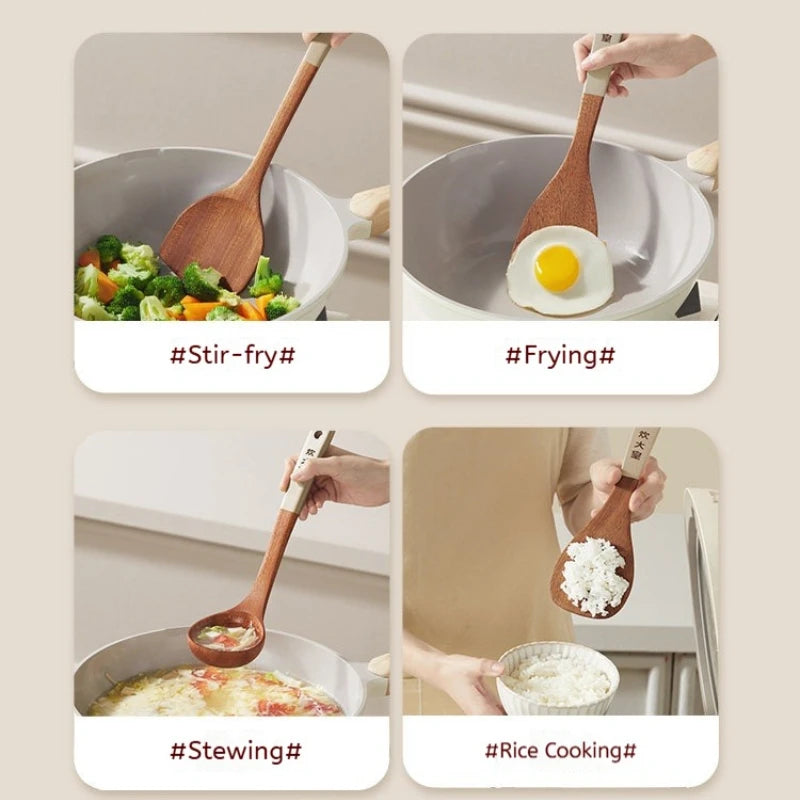 Cooker King Ebony Wood Cooking Crack Prevention Spatula