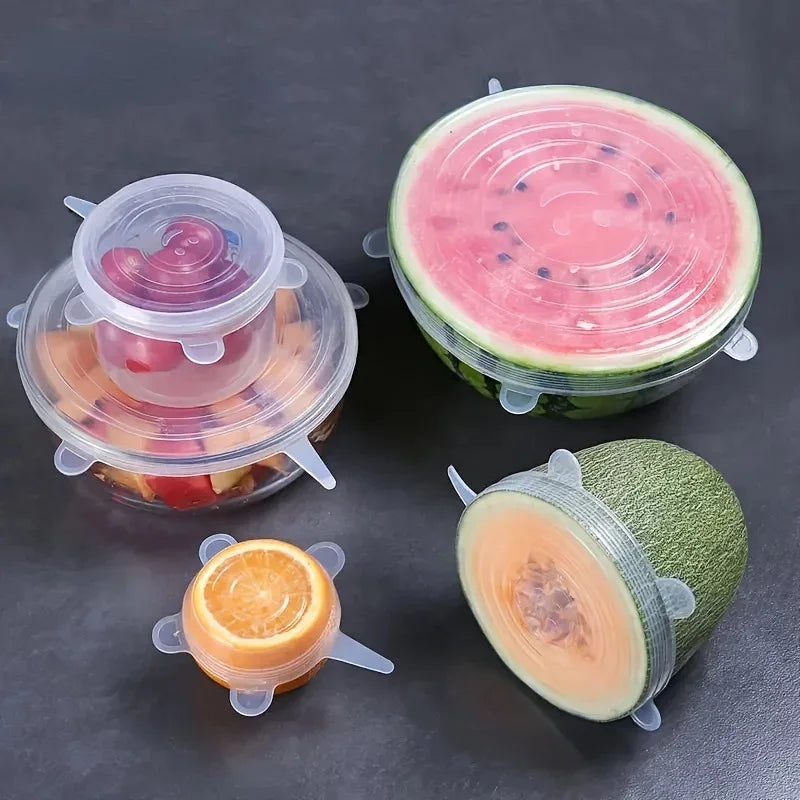 6pcs/Set Silicone Stretch Lids Reusable Durable Food Storage
