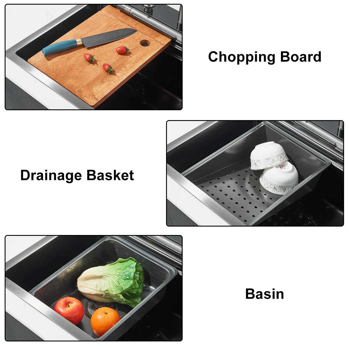 Stainless Steel Waterfall Sink Digital Display Large Sink