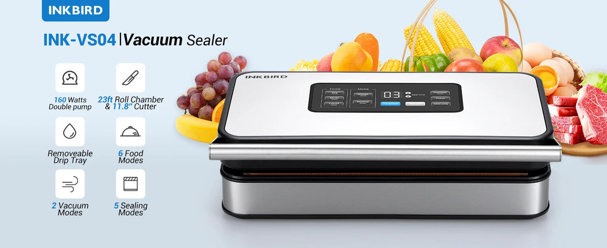 Inkbird Ink-Vs04 Large Vacuum Sealer Dry/Wet/Liquid Food Sealed