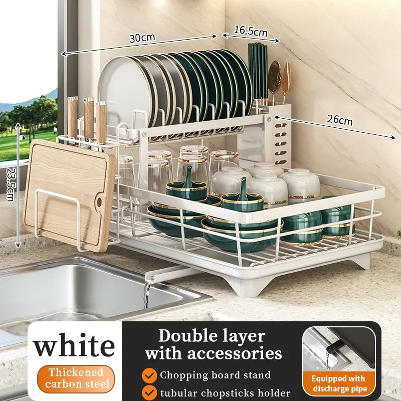 Dish Drying Rack Adjustable Stainless Steel Cutting Board