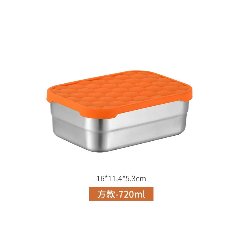 Stainless Steel Food Storage Box Silicone Lid Lunch