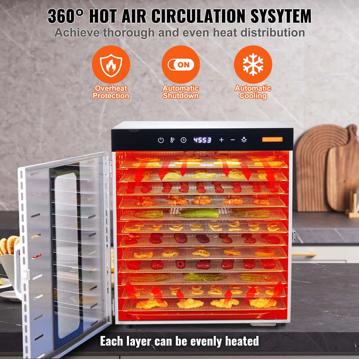 Succebuy Food Dehydrator Machine 10 Stainless Steel Trays