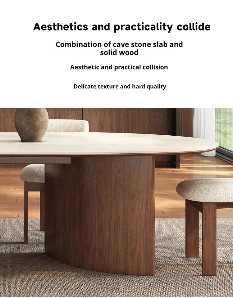 Any Size Custom Beige Travertine Teardrop Dining Table