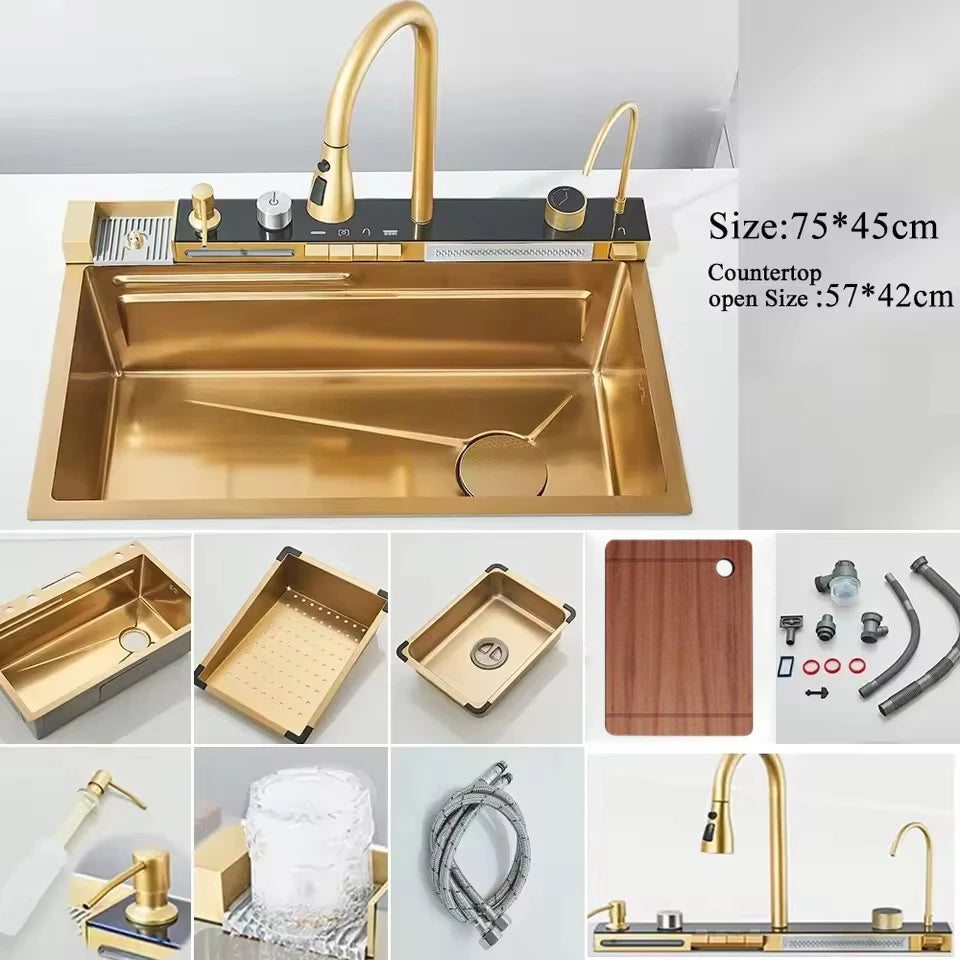 Grey Stainless Steel Digital Sink Cold Pull Out