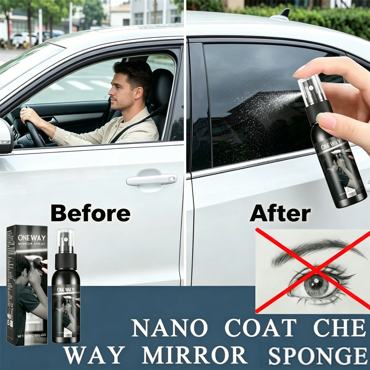 Car Windshield Anti-Spy Cleaner One-Way Vision Privacy