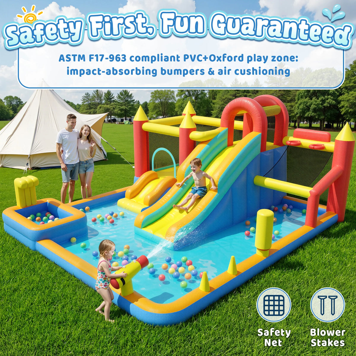 Jump Slide Inflatable Bouncer Kids Heavy Duty Blower