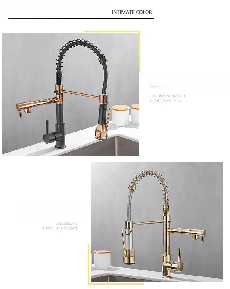 Gold Stainless Steel Faucet Cold Water Mixers Hole
