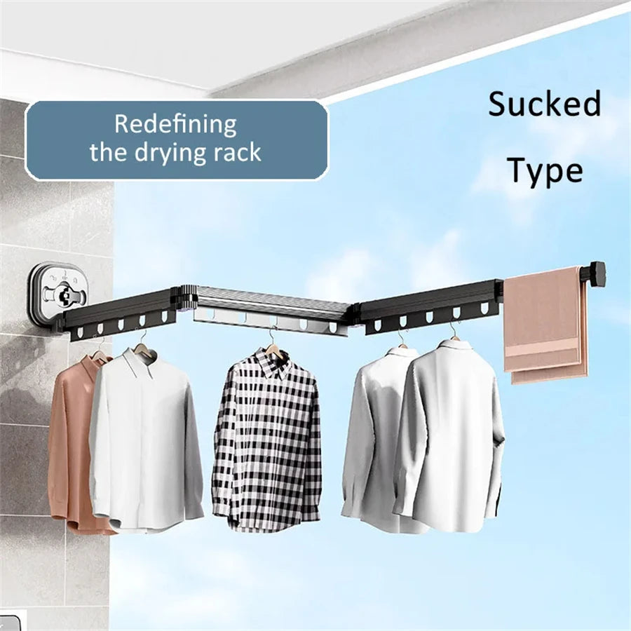 Retractable Drying Rack Suction Cup No Punching Aluminum