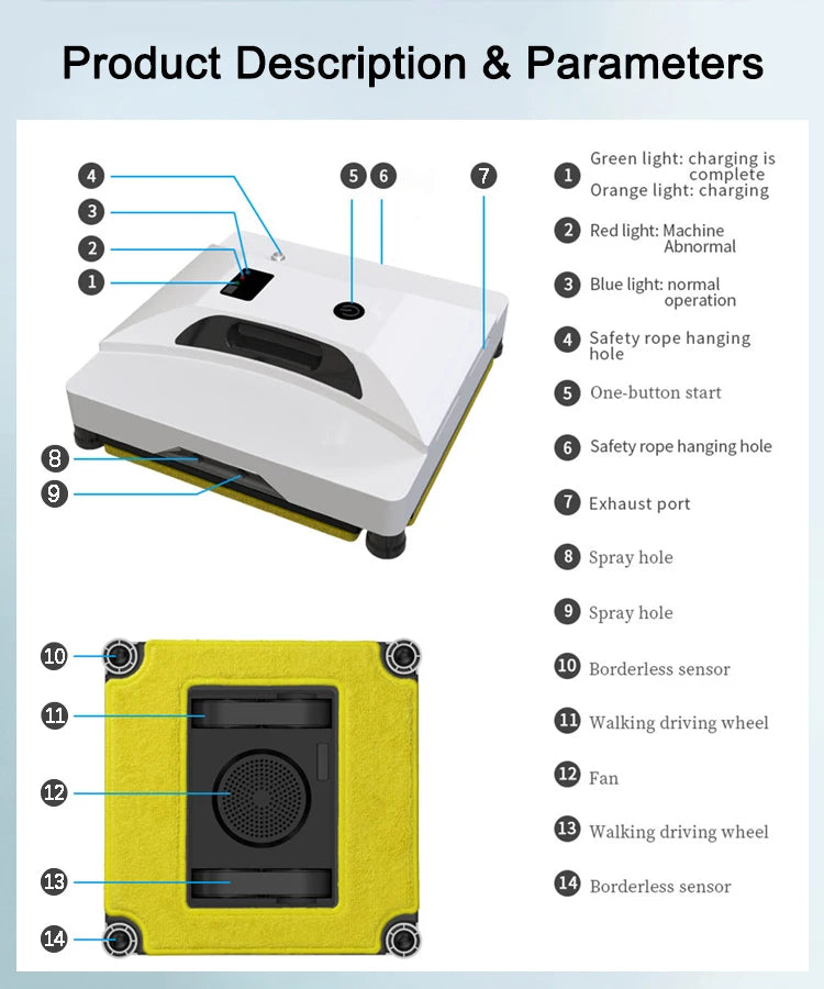 Clearance Robot Window Cleaner Fall Protection Remote Control