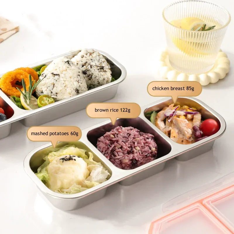 304 Stainless Steel Bento Box Lid Compartments Divides