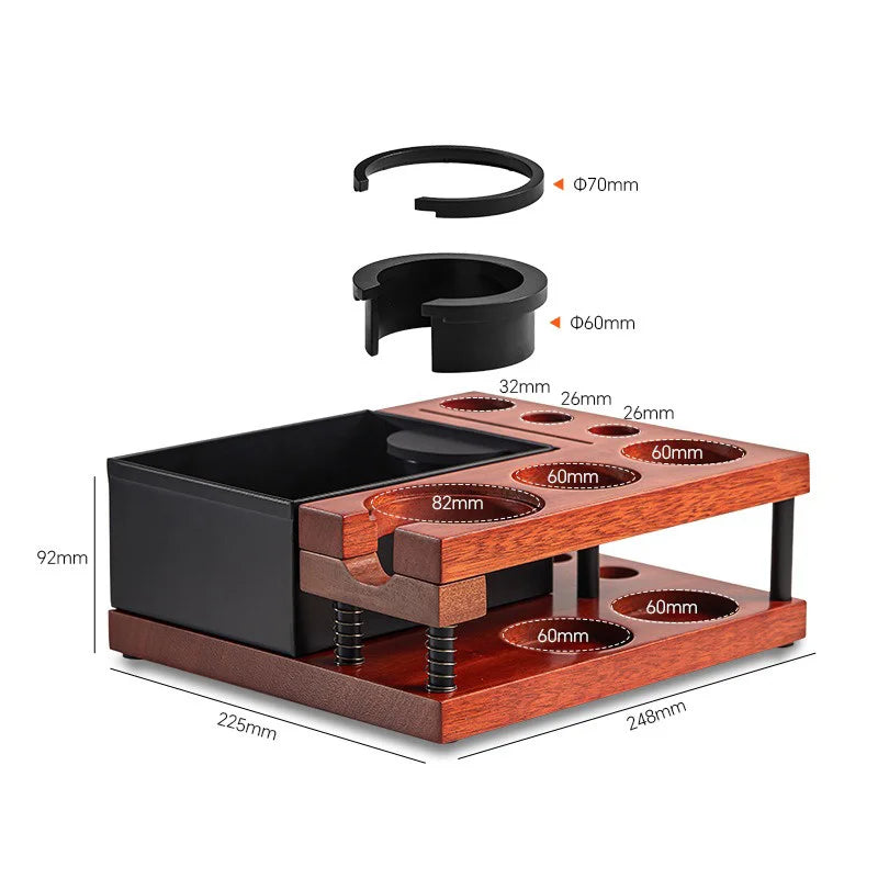 51-58mm Universal Coffee Tamper Station Stand Wooden Coffee