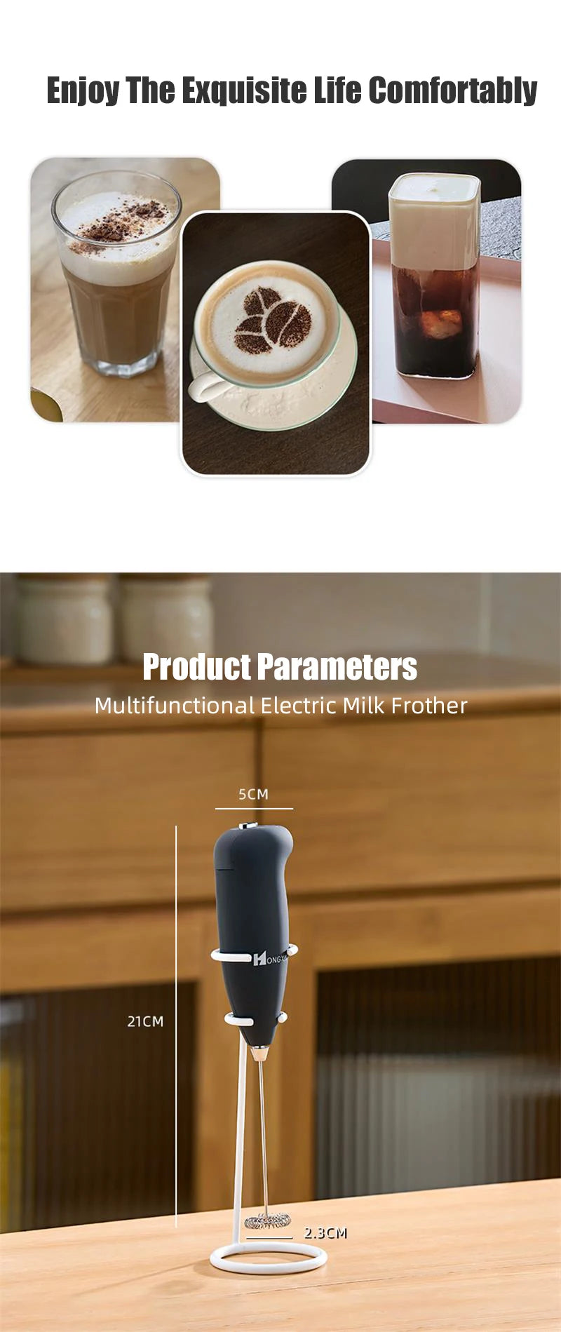 Mini Electric Milk Foamer Blender Wireless Coffee Whisk