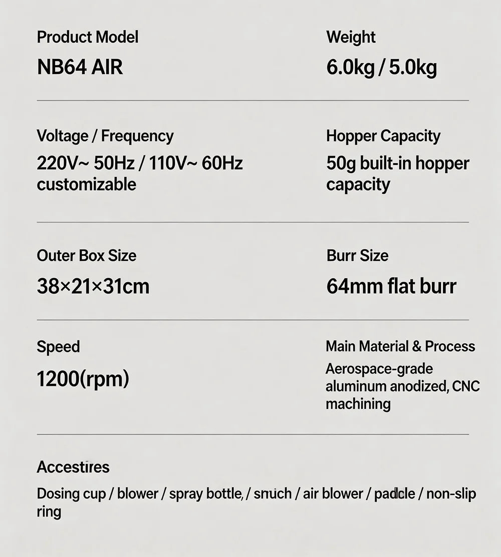 Lx Nb64 Air Dose Coffee Grinder 64mm Titanium