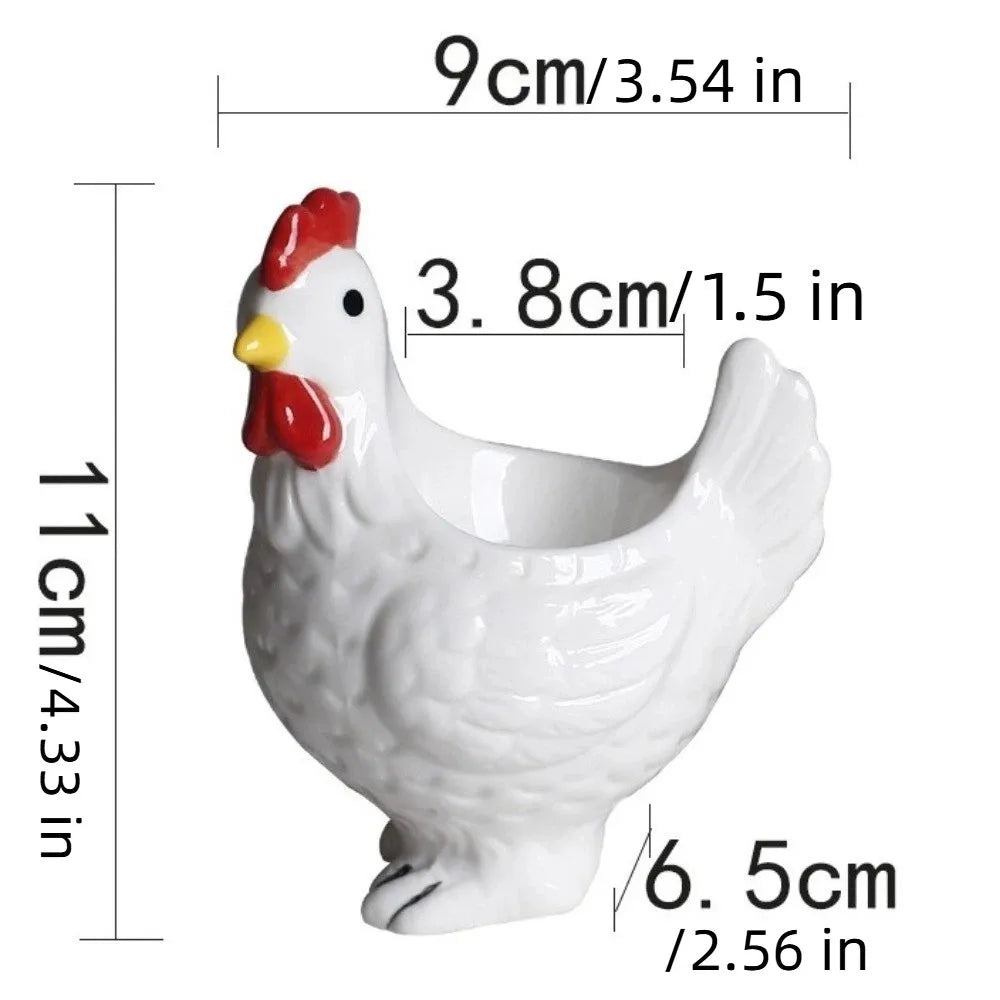 Unique Chicken Shape Ceramic Egg Cup Cartoon Decorative