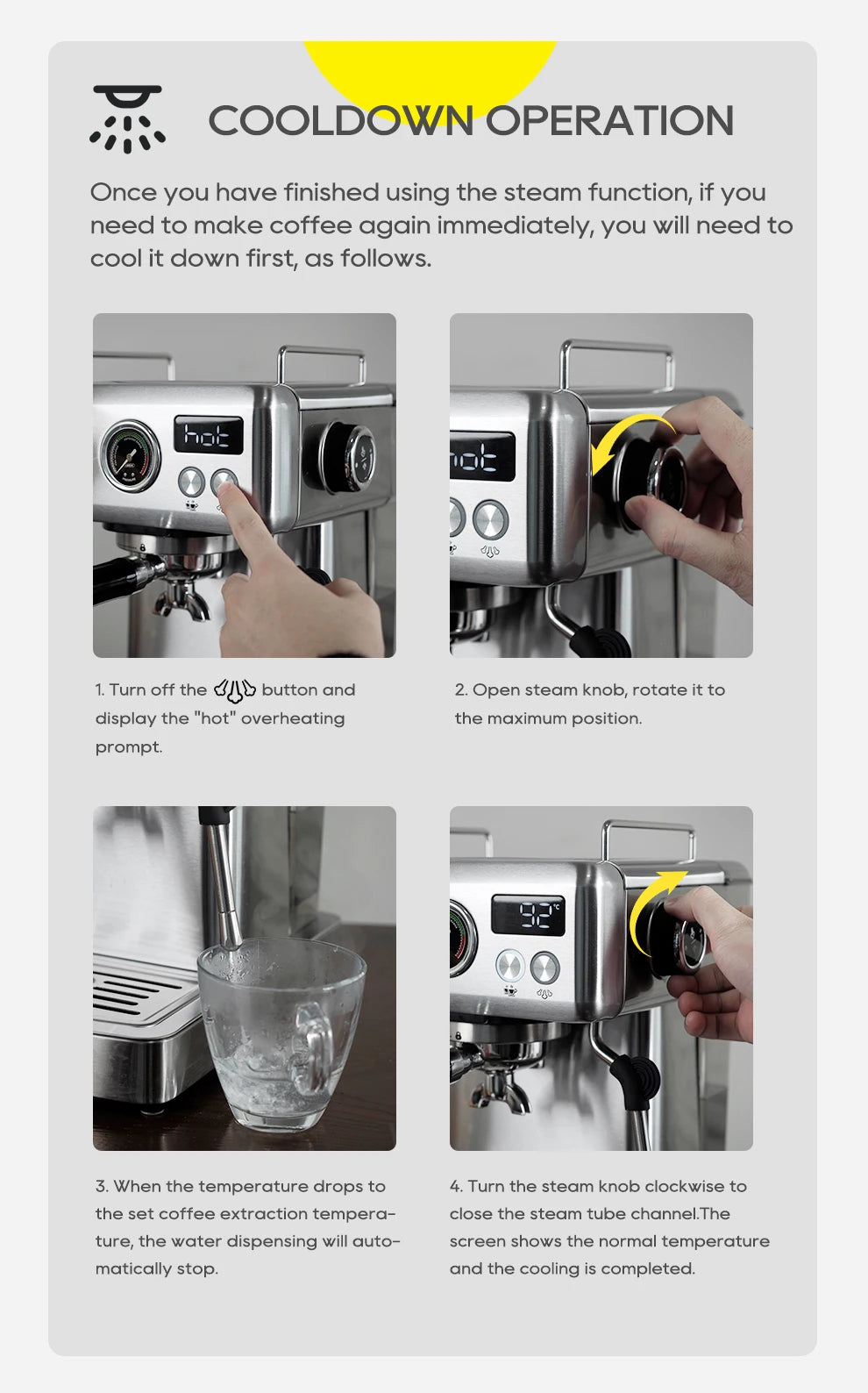 Hibrew H10a Black Espresso Machine Temperature Volume Pre