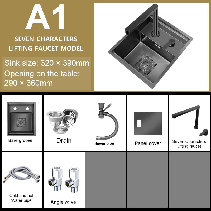Hidden Sink Bar Sink Kit Folding Faucet Drain