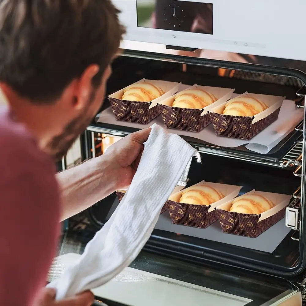 25pcs Brown Paper Baking Loaf Pan Rectangle Tray