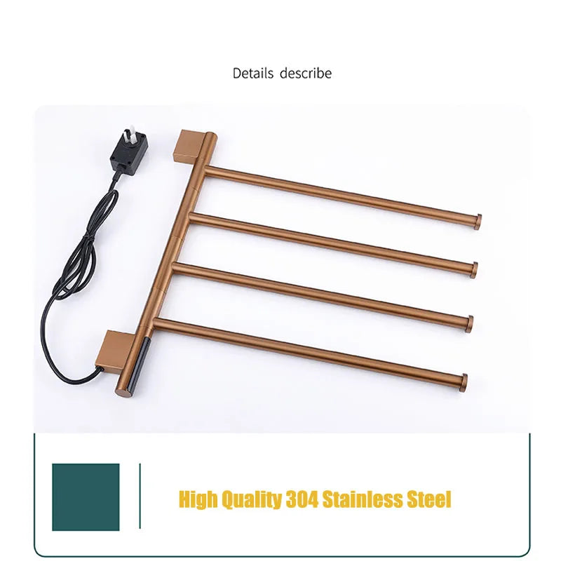 Russia/Spain Rose Gold 180 Rotation Electric Heated Towel