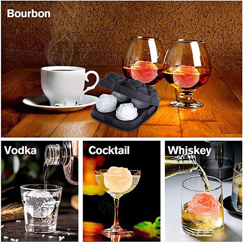 3d Ice Cube Tray Silicone Rose Shape Ice