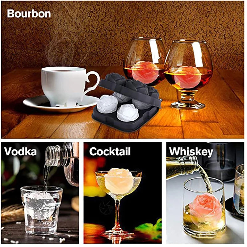 3d Ice Cube Tray Silicone Rose Shape Ice