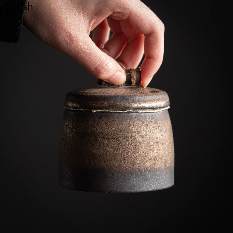 Small Sealed Jar Ceramic Tea Jar Tea Caddy