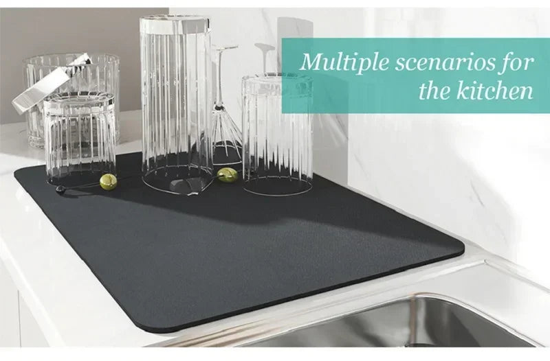 Countertop Dish Drying Mat Absorbent Drain Mat Non