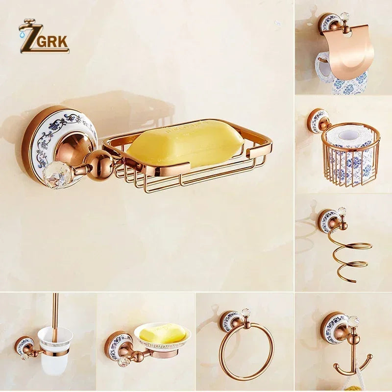 Zgrk Luxury Bathroom Hardware Wall Mount Rose Gold