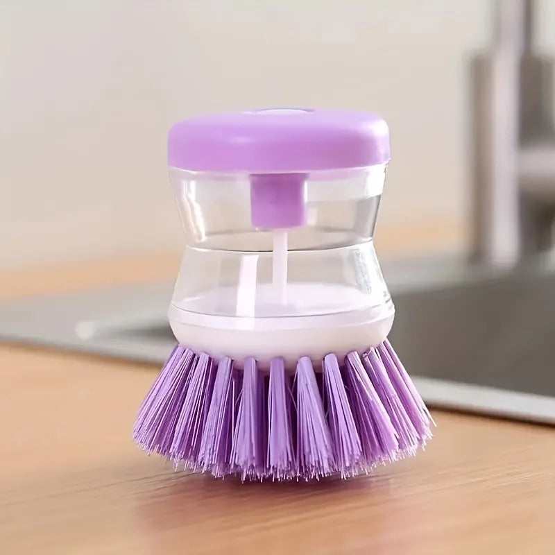 1pc Press-Type Liquid Dishwashing Brush - Pot Cleaning