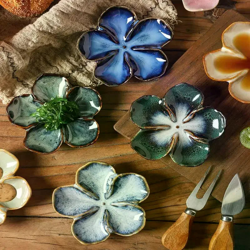 1pcs Ceramic Craft Dish Flower Shaped Small Dish
