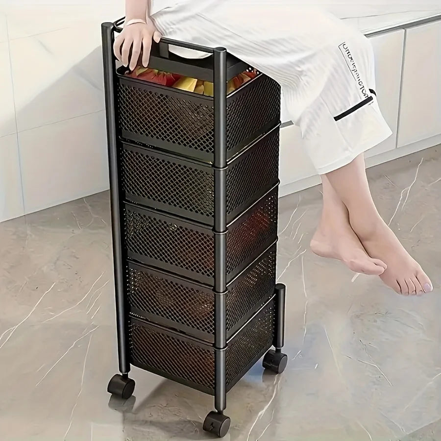 Storage Shelf Rotating 5-Tier Metal Fruit Vegetable Basket